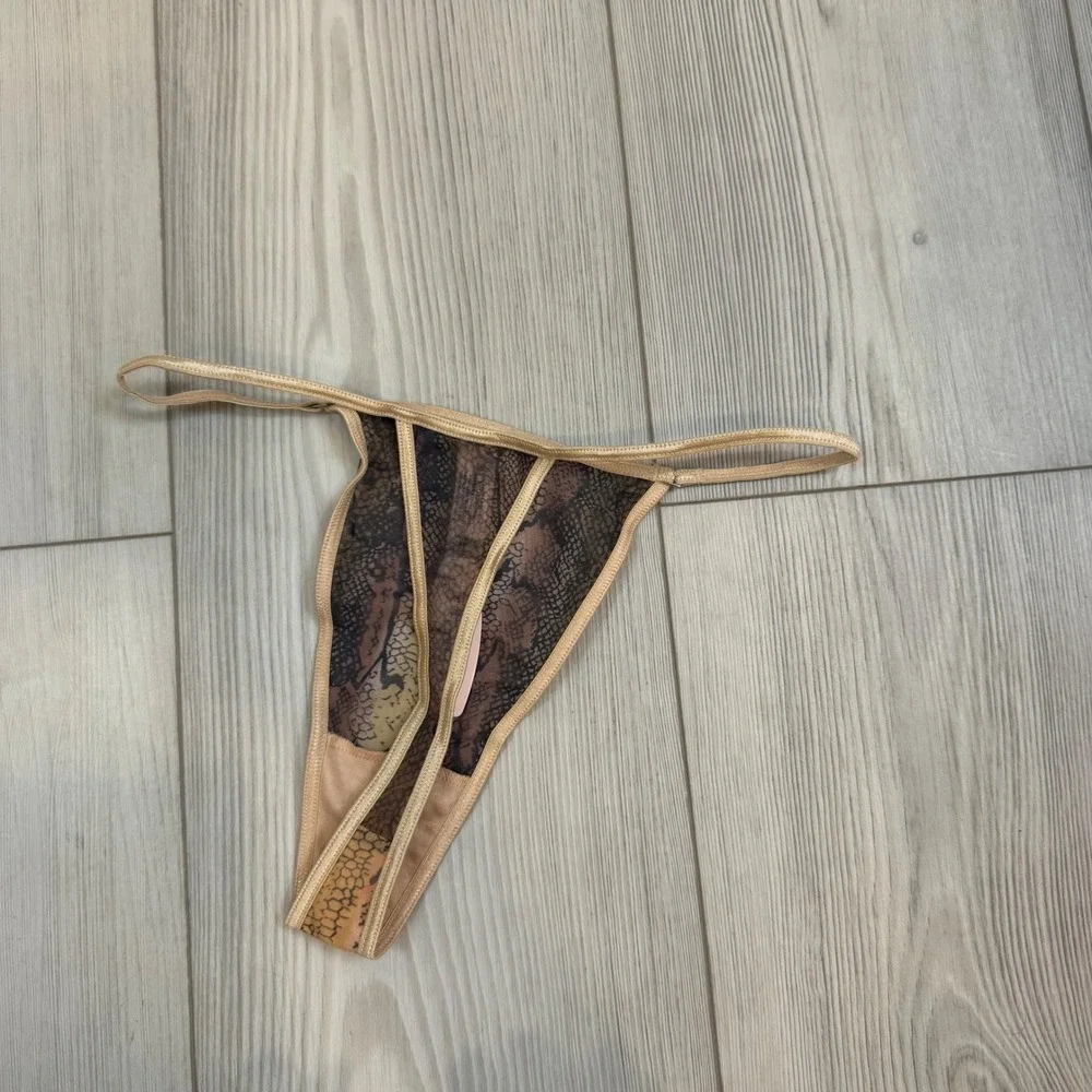 Vintage Victoria's Secret V-String‎ Thong Small Snakeskin Animal Print Y2K NWT